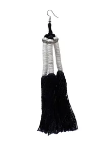 Maksha Black Thread Tassels Earrings image 3