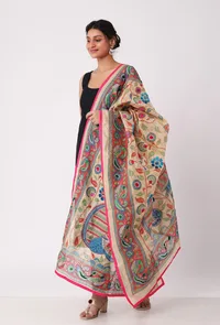Urmila hand embroidered kantha silk dupatta image 2