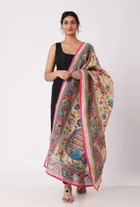 Urmila hand embroidered kantha silk dupatta image 3