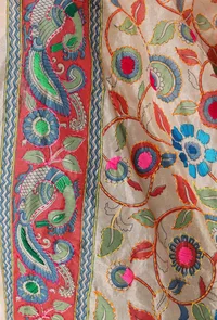 Urmila hand embroidered kantha silk dupatta image 4