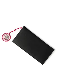 Black Solid Wallet with Tassel image 2