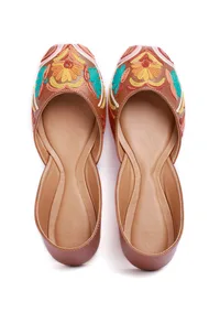 Teal Tan Tili Aari Embroidery Jutti image 1