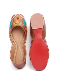 Teal Tan Tili Aari Embroidery Jutti image 2