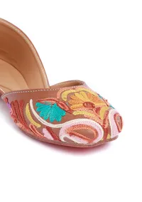 Teal Tan Tili Aari Embroidery Jutti image 6