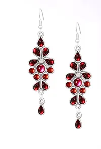 Pink-Red German Silver Afghan Earrings image 2