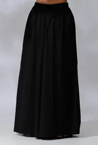 Set Of 2- Black Cotton Kurta With Ikkat Yoke with Black Cotton Flared Pants image 2