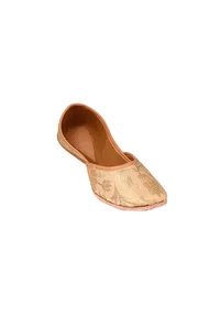 Beige Brocade Genuine Leather Punjabi Jutti image 4