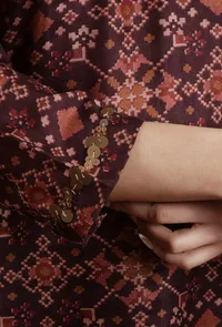 Elegant Rust Maroon Patola Inspired Printed Tussar Silk Straight Kurta image 6