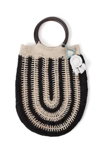 Black and White Crochet Tote Bag image 2