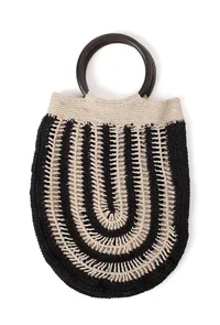 Black and White Crochet Tote Bag image 3
