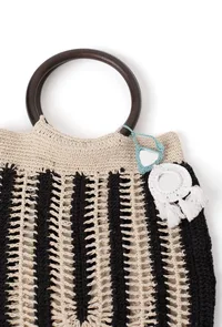 Black and White Crochet Tote Bag image 4