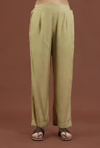 Set of 2: Heritage Patola Printed Tussar Silk Gathered Kurta with Shantoon Pant Set image 5