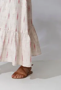 White Ikkat Gathered Skirt image 5