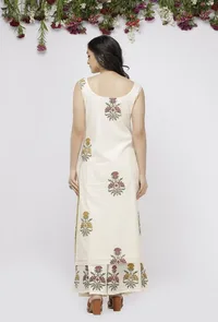 Off White  Straight Fit Hand-Block Printed Kota Kurta image 4