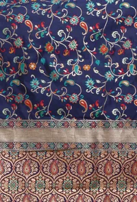 Navy Blue Color Semi Silk Dupatta With Zari Weaving image 5