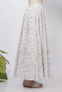 Muse Brown Floral Hand-Block Printed Cotton Short Skirt image 2