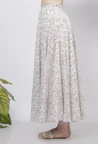 Muse Brown Floral Hand-Block Printed Cotton Short Skirt image 3