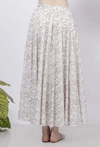 Muse Brown Floral Hand-Block Printed Cotton Short Skirt image 4