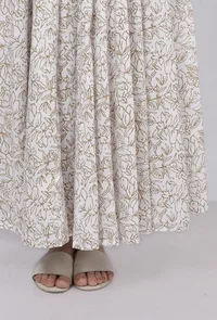 Muse Brown Floral Hand-Block Printed Cotton Short Skirt image 5