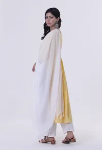 Yellow & White Cotton Block Printed Dupatta image 3