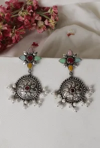 Panchratani Kundan Ethnic Pearl Danglers image 1