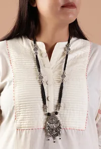 German Silver Ganpati Pendant With Designer Patua Dori Necklace image 1