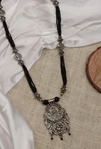 German Silver Ganpati Pendant With Designer Patua Dori Necklace image 2