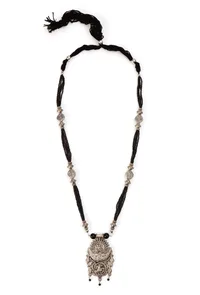 German Silver Ganpati Pendant With Designer Patua Dori Necklace image 3