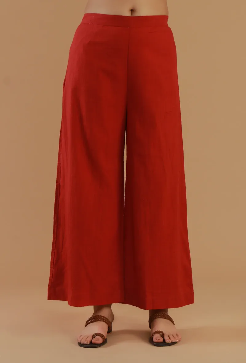 Rust Cotton Straight Fit Pant