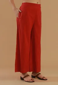 Rust Cotton Straight Fit Pant image 3