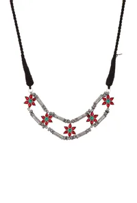 Ruby Red German Silver Afghan Necklace image 2