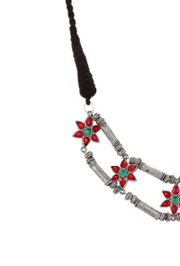 Ruby Red German Silver Afghan Necklace image 3
