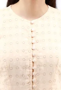 Rajifa A-line Peach Cotton Kurta With Zari Embroidery image 4