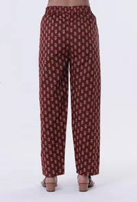 Red & Multicolor Cotton Block Printed Pant image 4