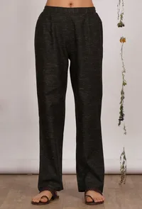 Set of 2: Dark Olive Cotton Khaadi Kurta with Dark Olive Straight Pants image 5