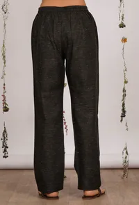 Set of 2: Dark Olive Cotton Khaadi Kurta with Dark Olive Straight Pants image 6