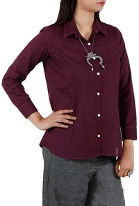 Purple Cotton Slub Shirt image 3