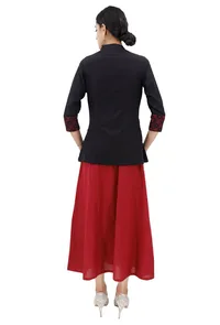 Short Blace Cape With Maroon Kantha Embroidery image 3