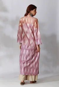 Rose Pink Ikkat Patchwork Front Open Overlay image 4