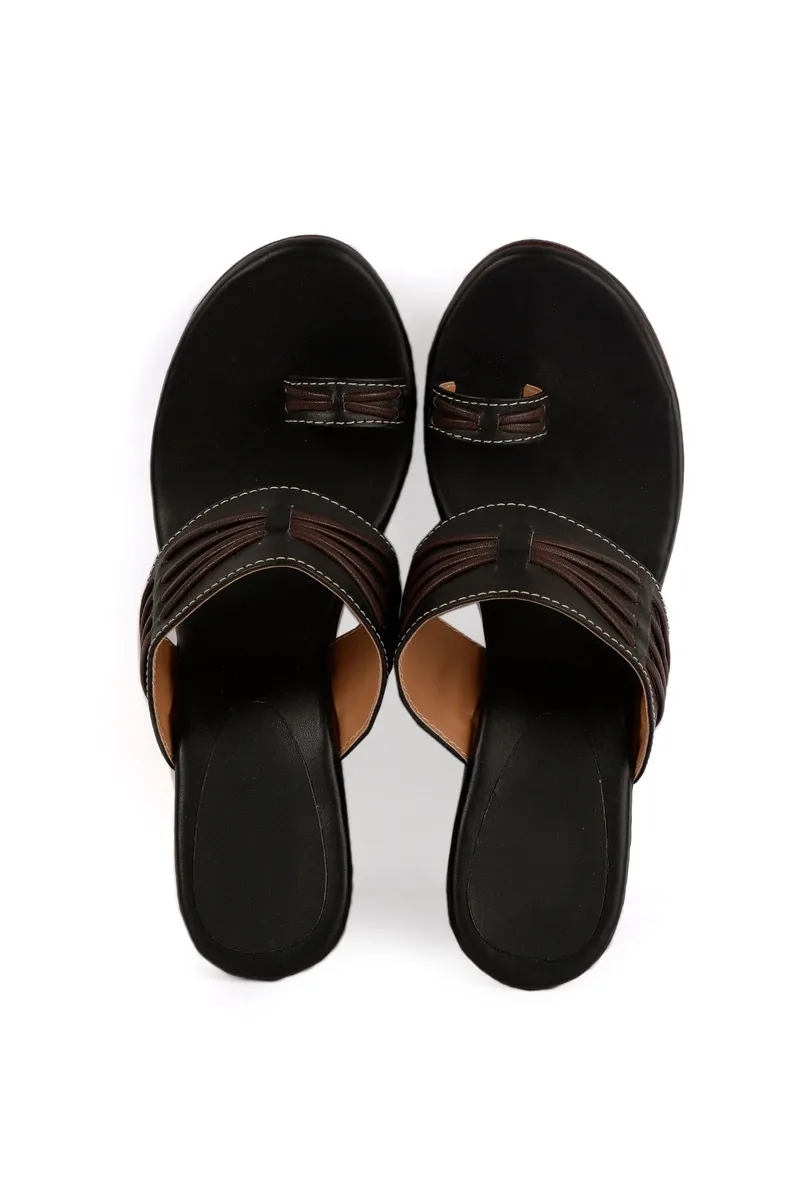 Coco Brown Vegan Leather Kolhapuri Wedges