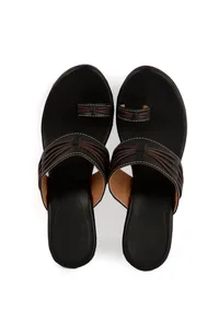 Coco Brown Vegan Leather Kolhapuri Wedges image 1