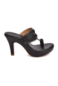 Classic Black Vegan Leather Kolhapuri Heels image 2