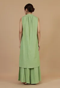 Light Green Sleeveless Shirt Kurta image 4
