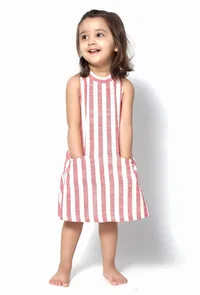 Merida Rust Stripes Halter Neck Cotton Dress image 2