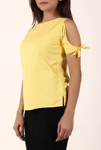 Sunflower Yellow Cold Shoulder Cotton Top image 3