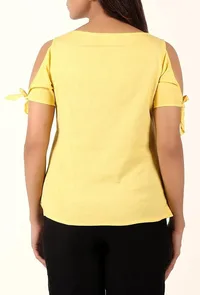 Sunflower Yellow Cold Shoulder Cotton Top image 4