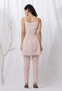 Set of  2: Baby Pink Cotton Slip Blouse and Cotton Pants image 3