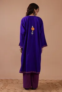 Blue Woolen Ari Embroidered Phiran- Free Size image 4