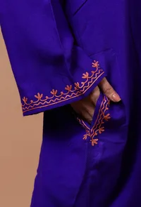 Blue Woolen Ari Embroidered Phiran- Free Size image 6