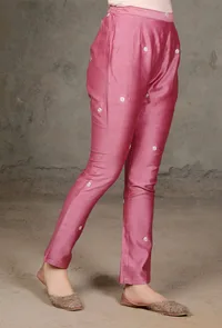 Purple Chanderi Pants image 2